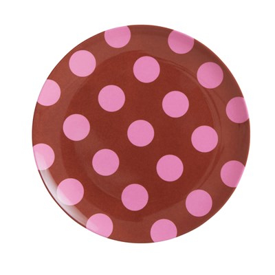 Rice Tallrik Dots Brown/Soft pink 20 cm