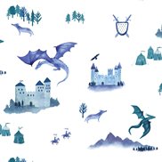 Hibou Home Tapet Castles and Dragons Inky Blue/Teal