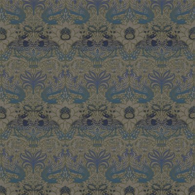 William Morris & Co Tyg Peacock & Dragon Moss/Prussian Blue